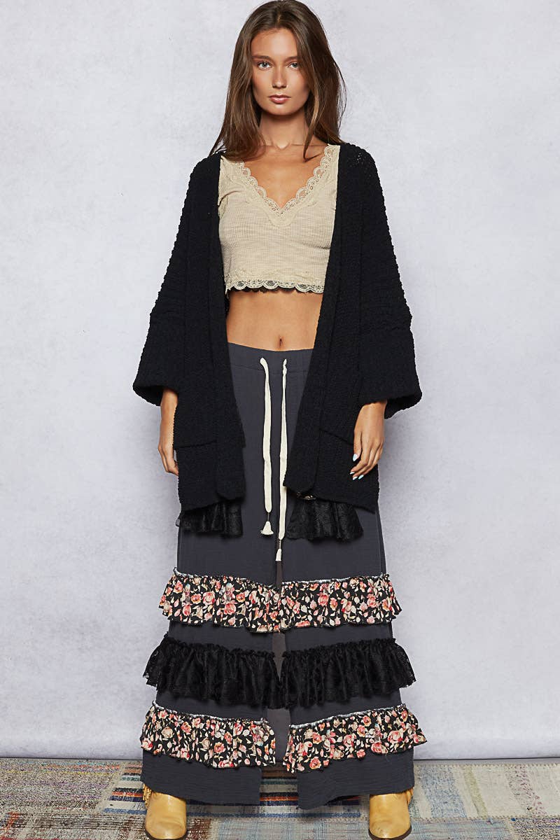 Long sleeve pockets solid sweater cardigan