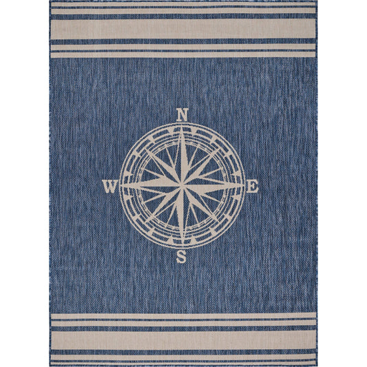 Navigate Navy Blue/White Indoor/Outdoor Area Rug