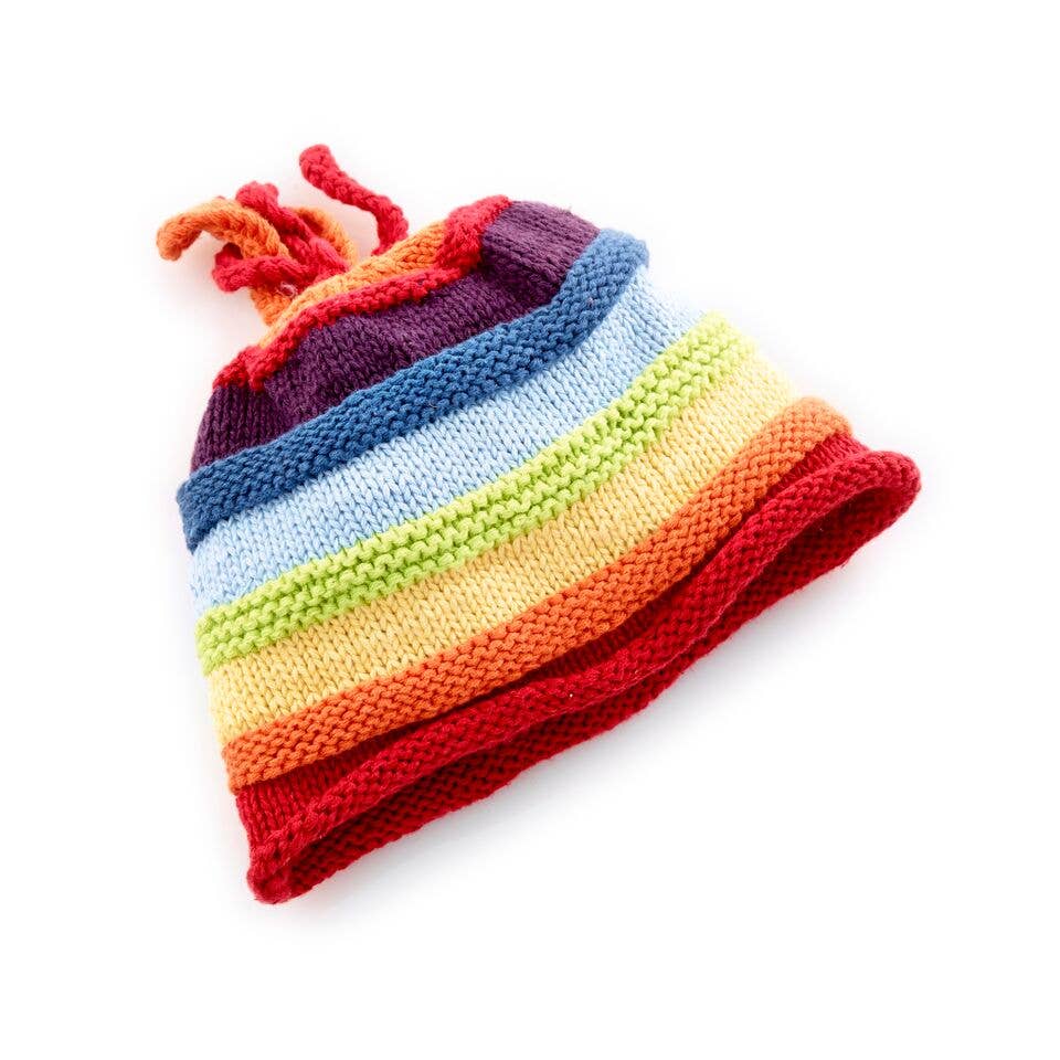Handmade Rainbow Stripey Baby Beanie Hat