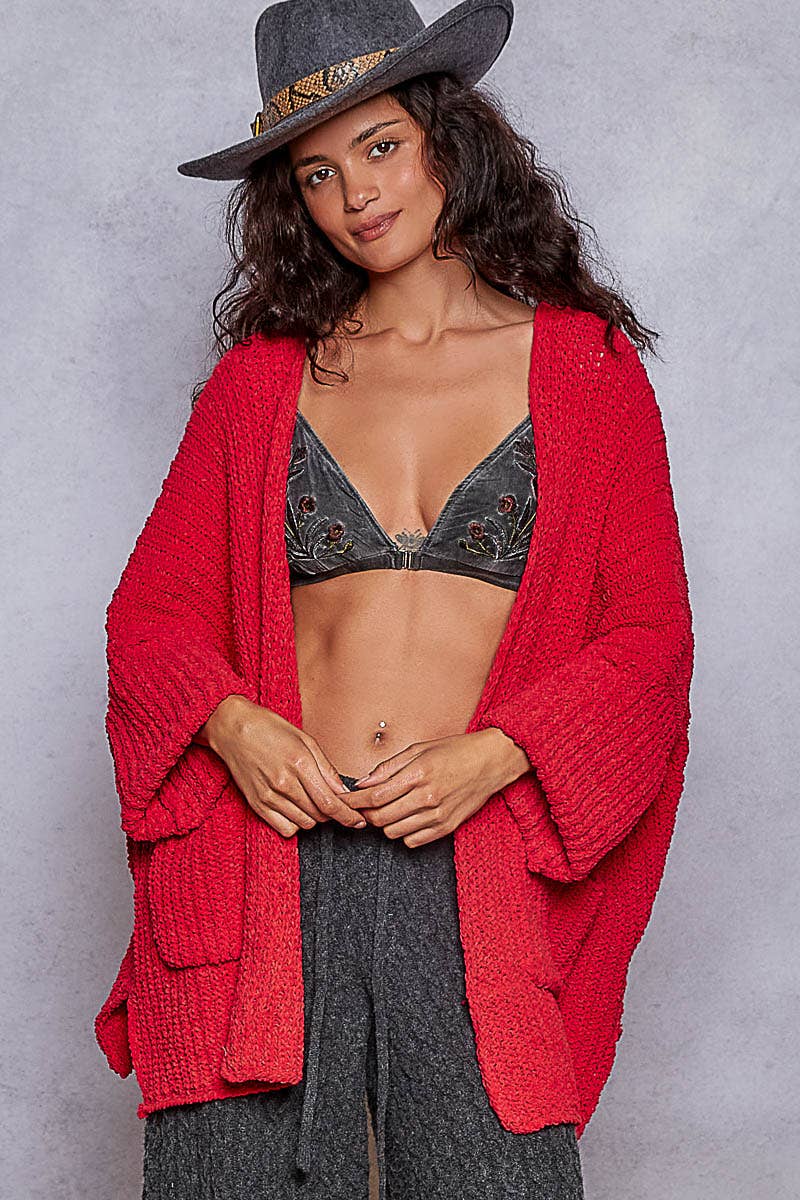 Long sleeve pockets solid sweater cardigan