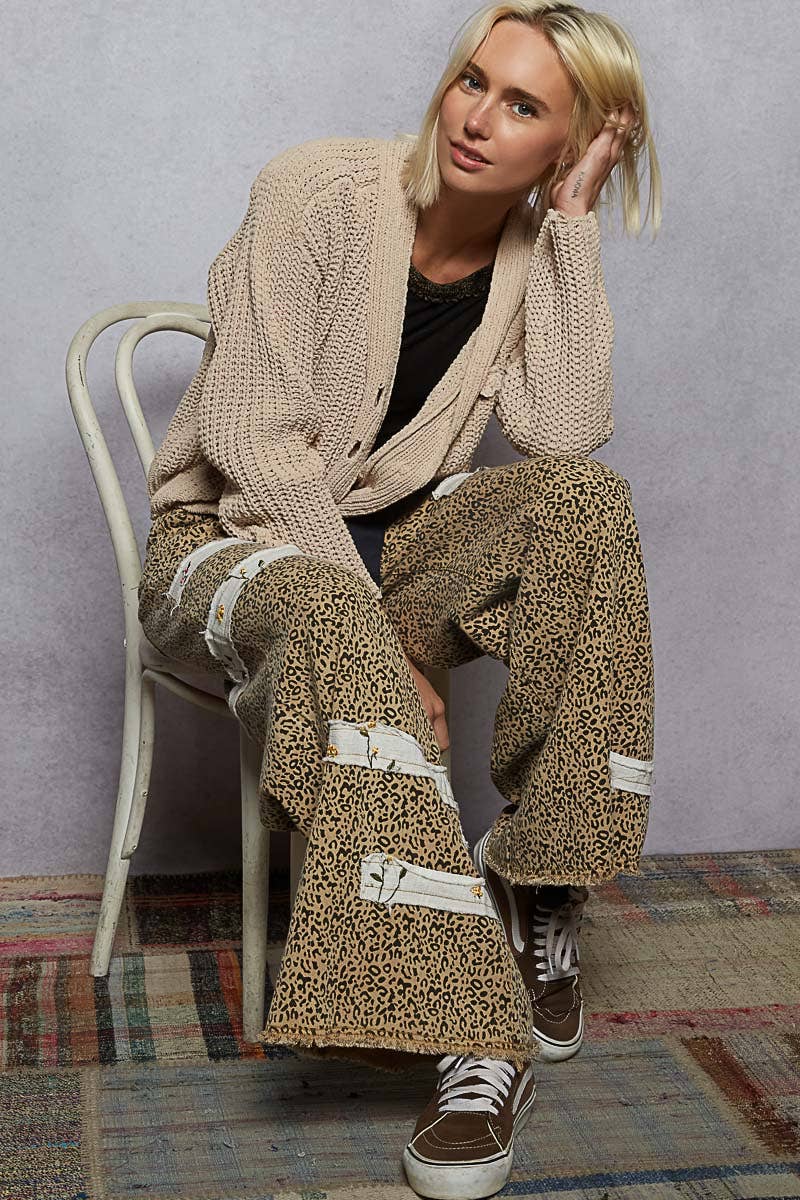 Long sleeve exaggerated button sweater cardigan top