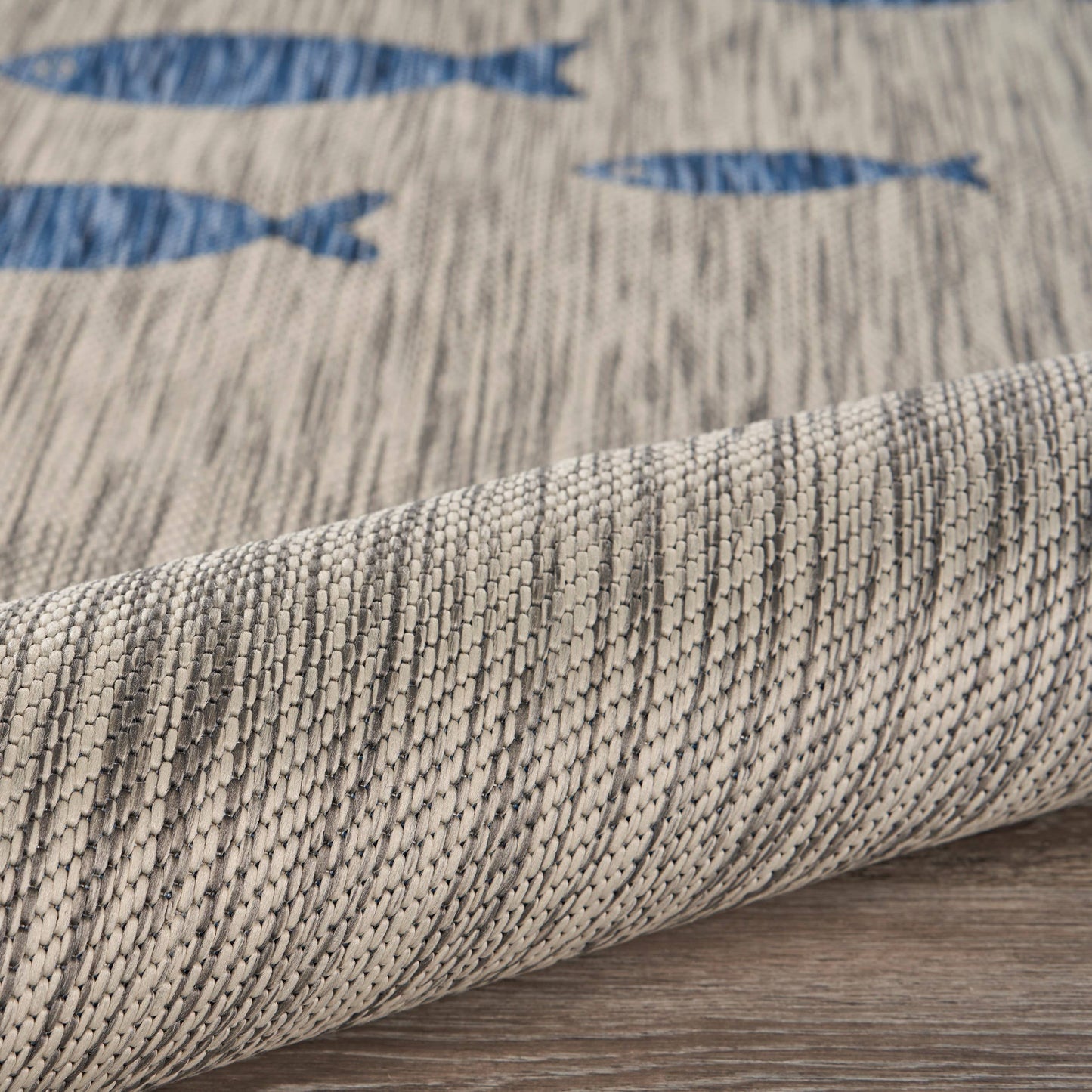 Navy/ Gray Coastal Fish Indoor/ Outdoor Area Rug