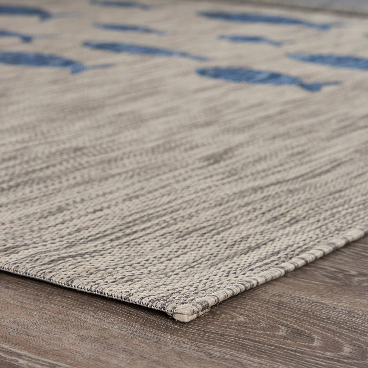 Navy/ Gray Coastal Fish Indoor/ Outdoor Area Rug