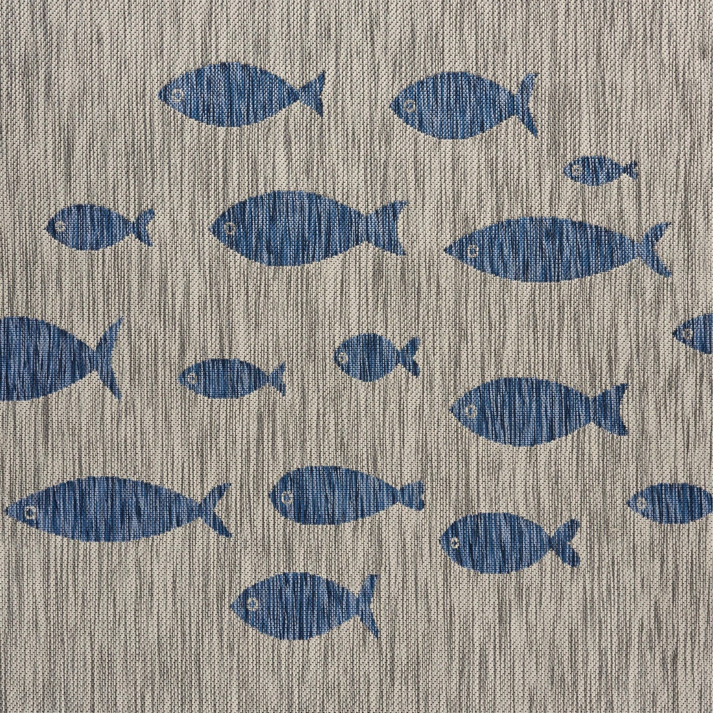 Navy/ Gray Coastal Fish Indoor/ Outdoor Area Rug