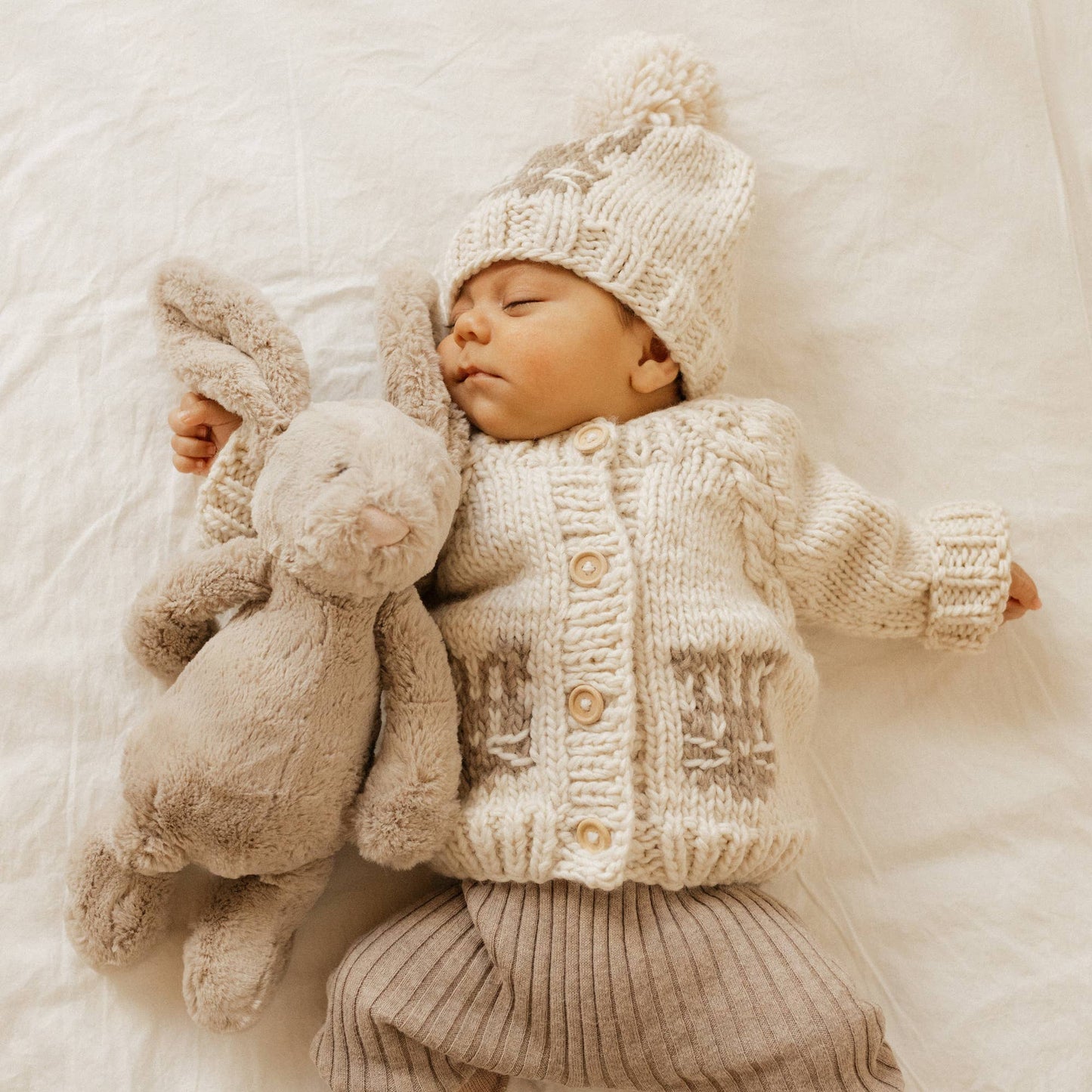 Whiskers Bunny Rabbit Hand Knit Beanie Hat Baby & Kids