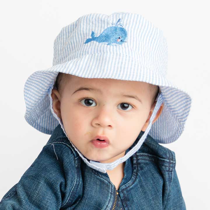 Whale Blue Seersucker Bucket Hat Baby & Toddler