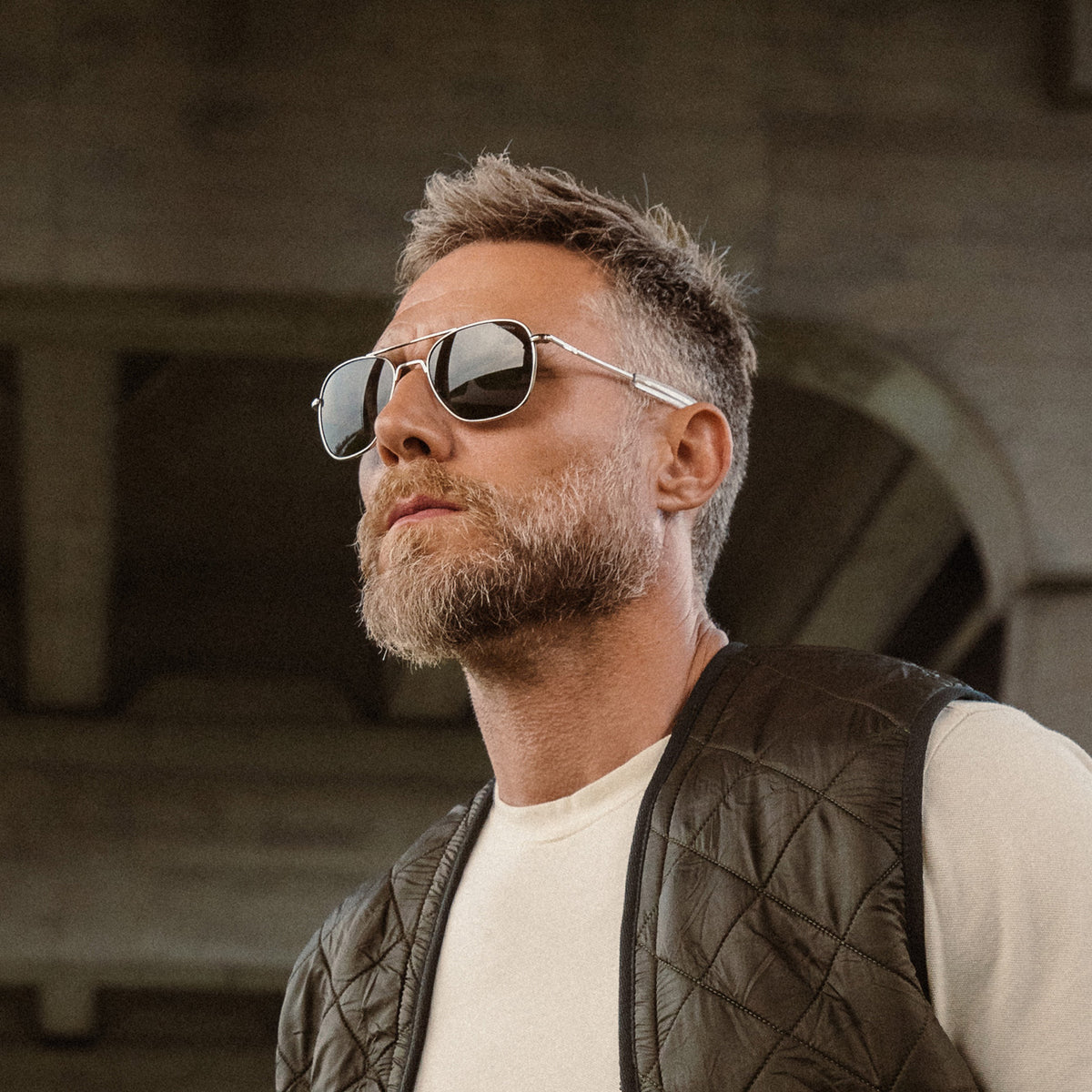 AVIATOR-23K White Gold American Gray-Non Polarized