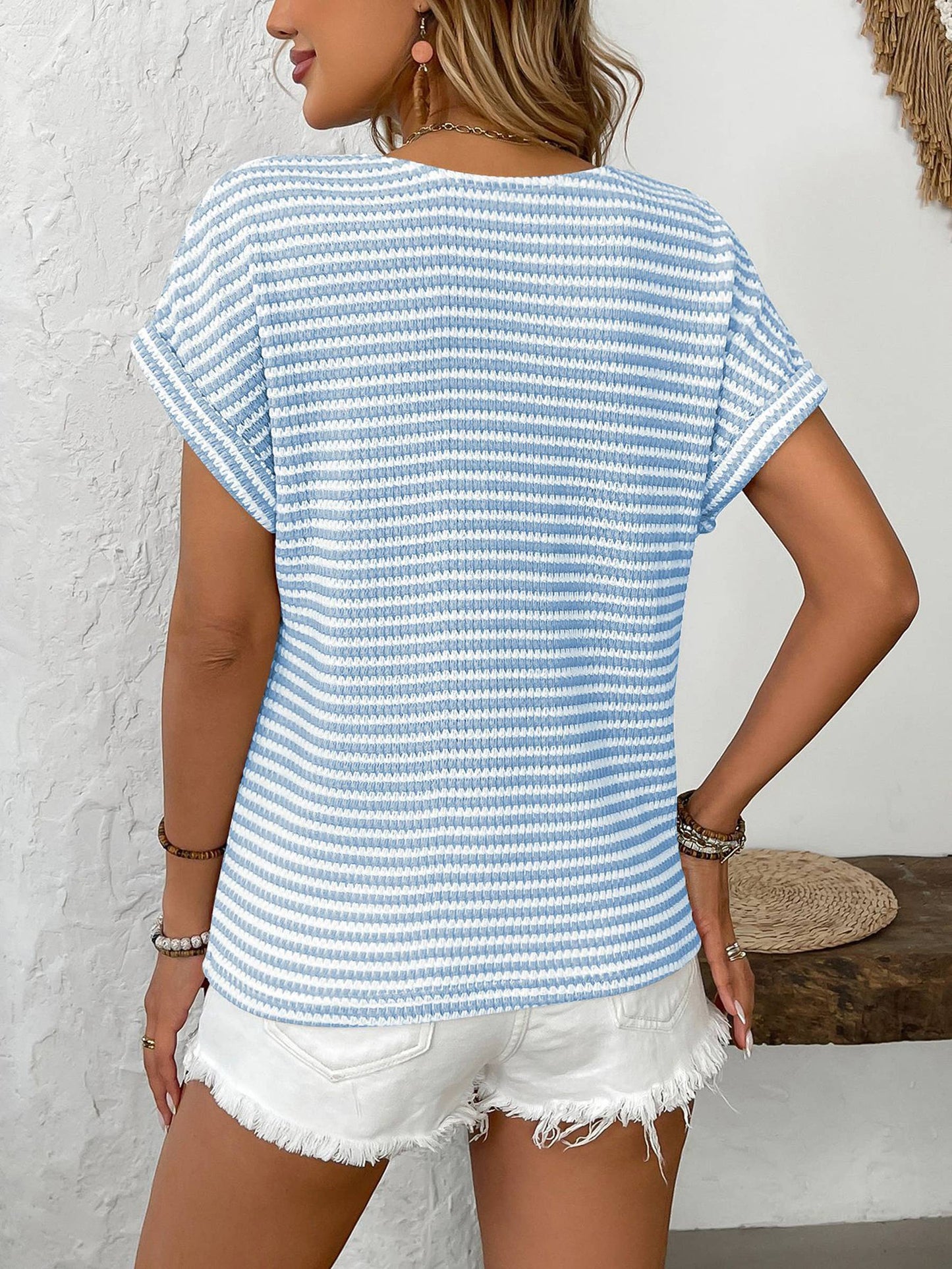 V-neck Striped Top