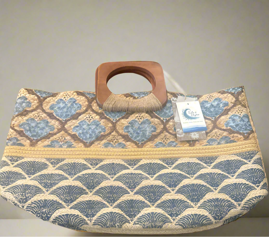 Blue woven tote