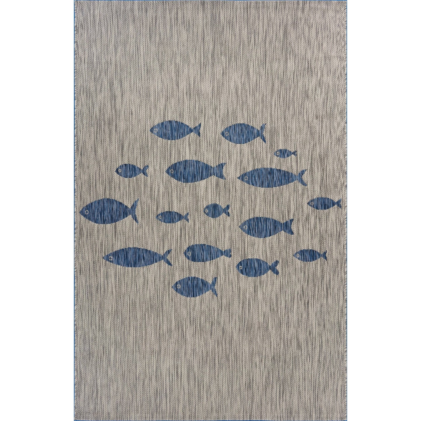 Navy/ Gray Coastal Fish Indoor/ Outdoor Area Rug