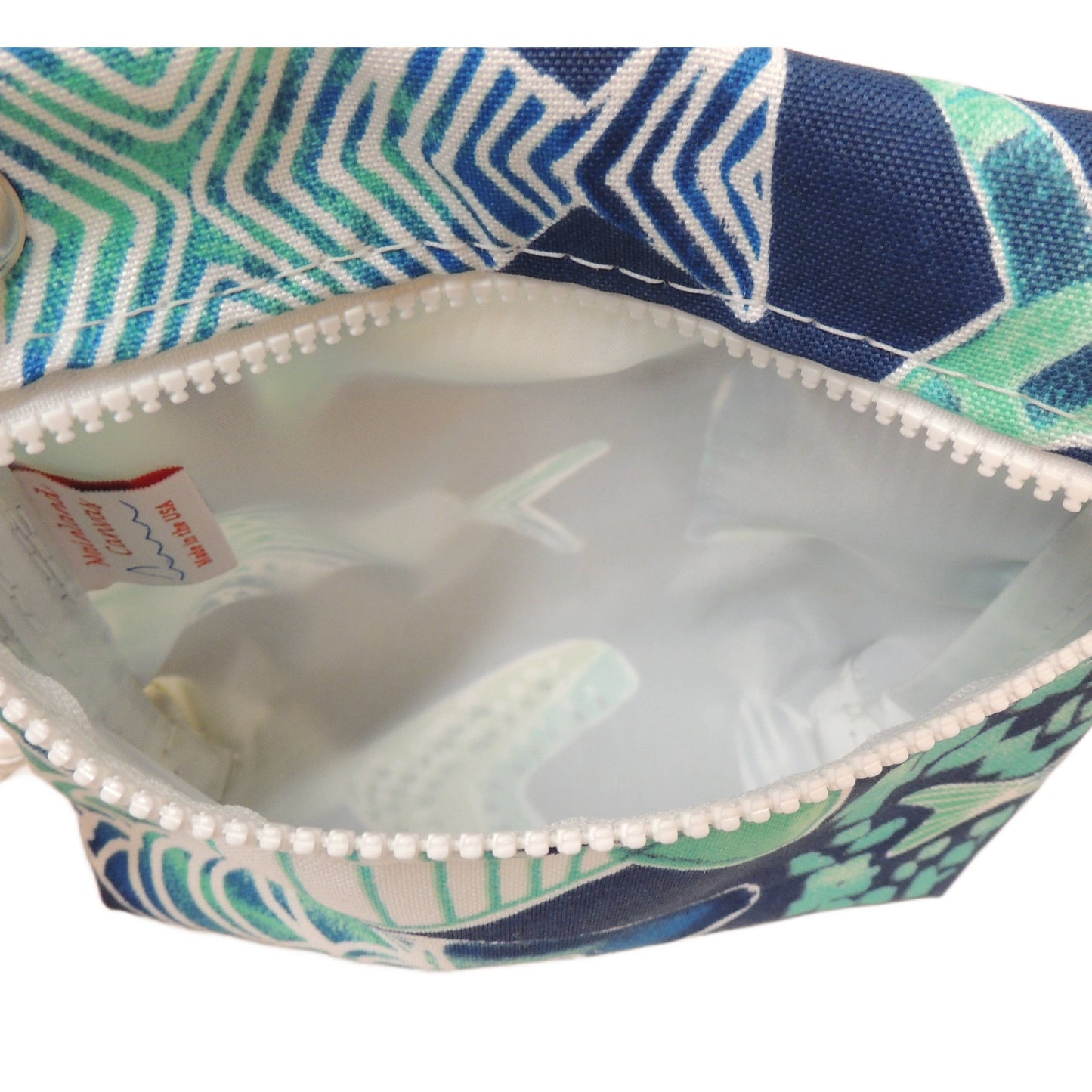 Wristlet Purse, Fish on Navy Outdoor Fabric