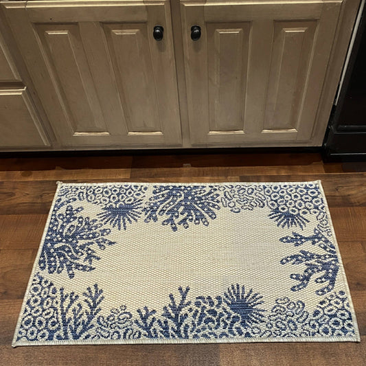 Coastal Border Coral Reef Indoor/Outdoor Rug