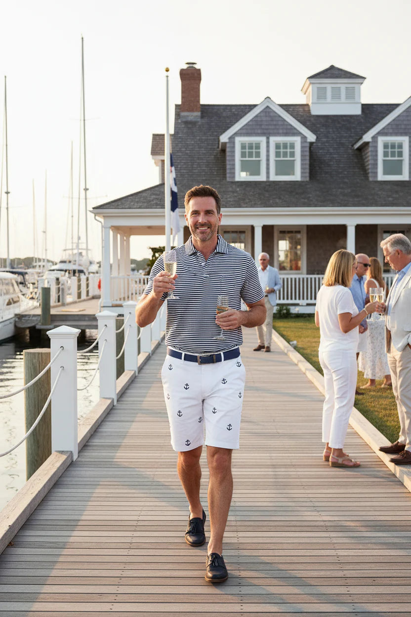 Twill White Anchor Shorts