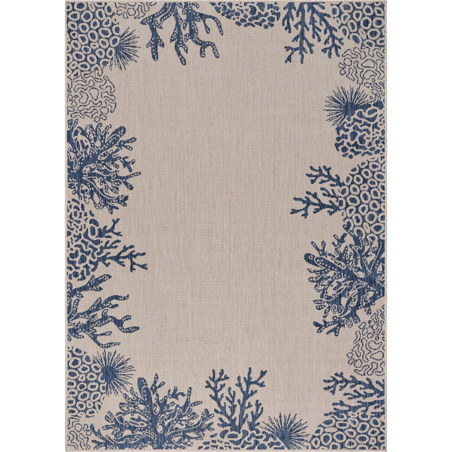 Coastal Border Coral Reef Indoor/Outdoor Rug