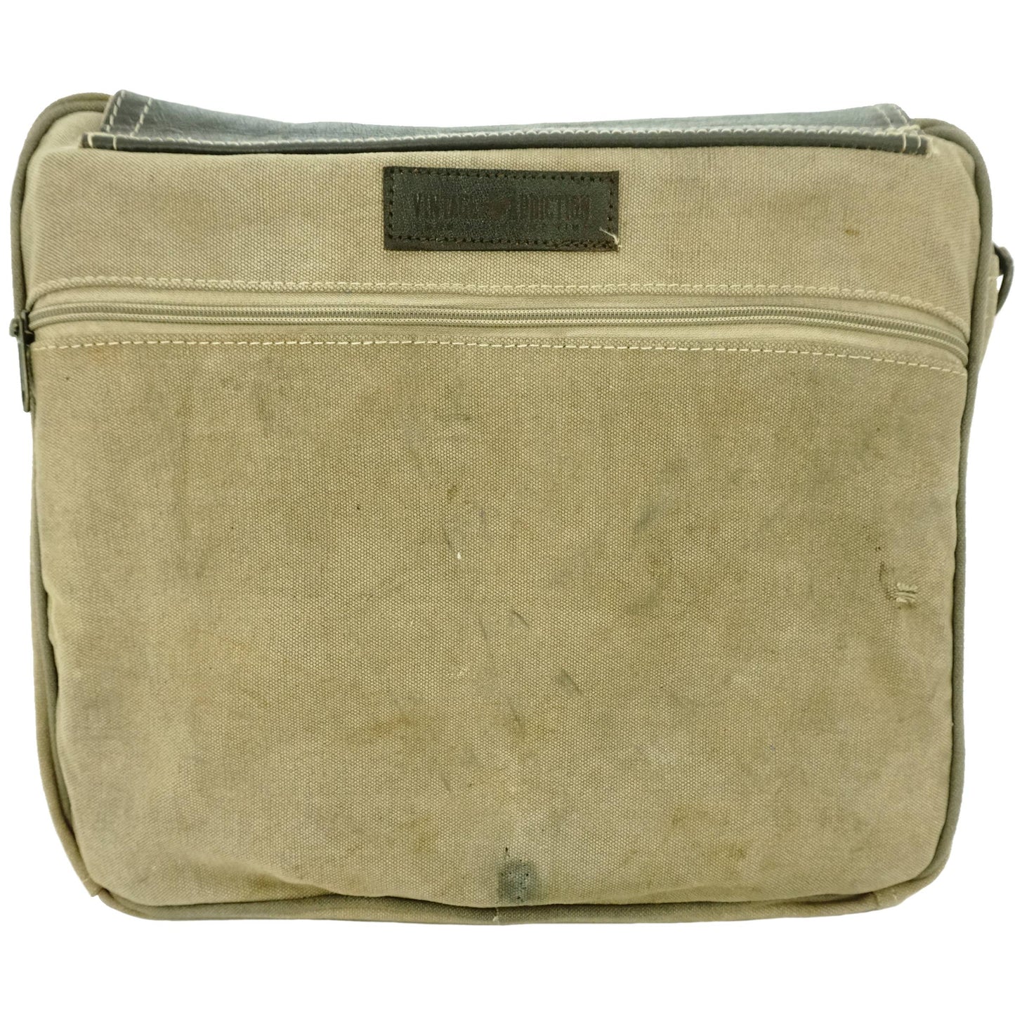 Leather and Recycled Military Tent Laptop Bag