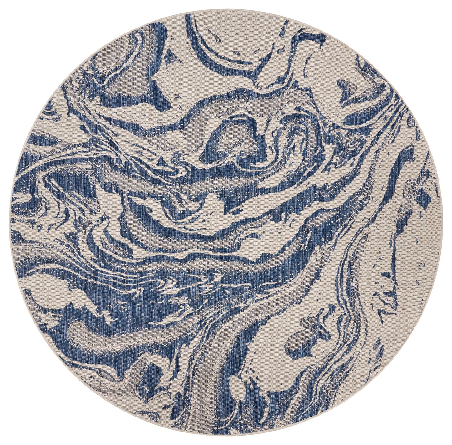 Abstract Oasis White/Navy Indoor/Outdoor Area Rug
