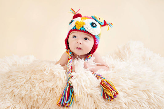Bright Multi-Color Owl Crocheted Handmade Heirloom Gift Hat