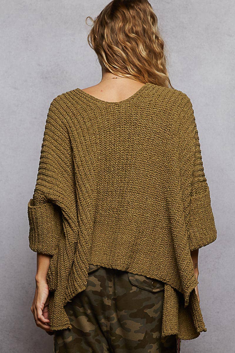 Long sleeve pockets solid sweater cardigan
