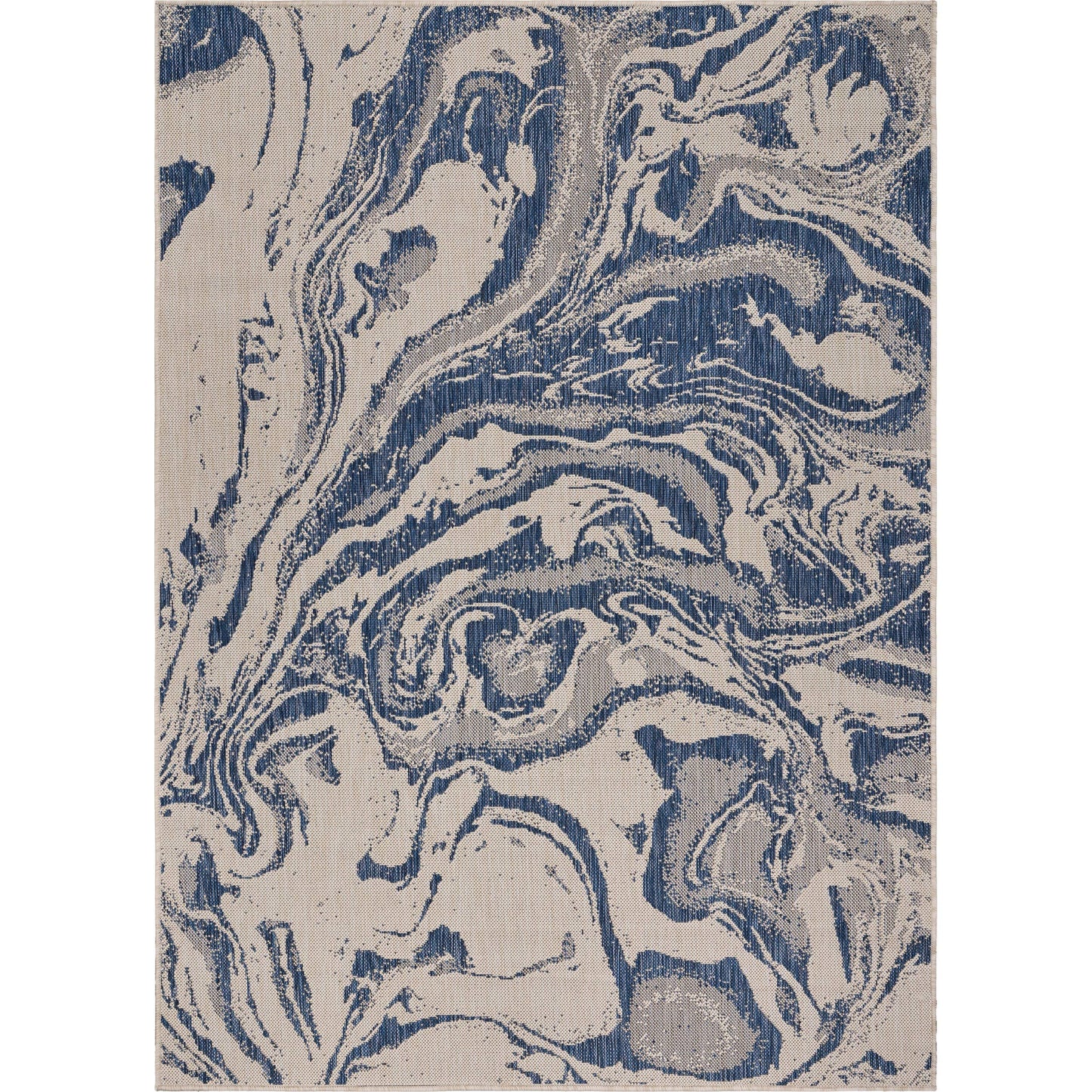 Abstract Oasis White/Navy Indoor/Outdoor Area Rug