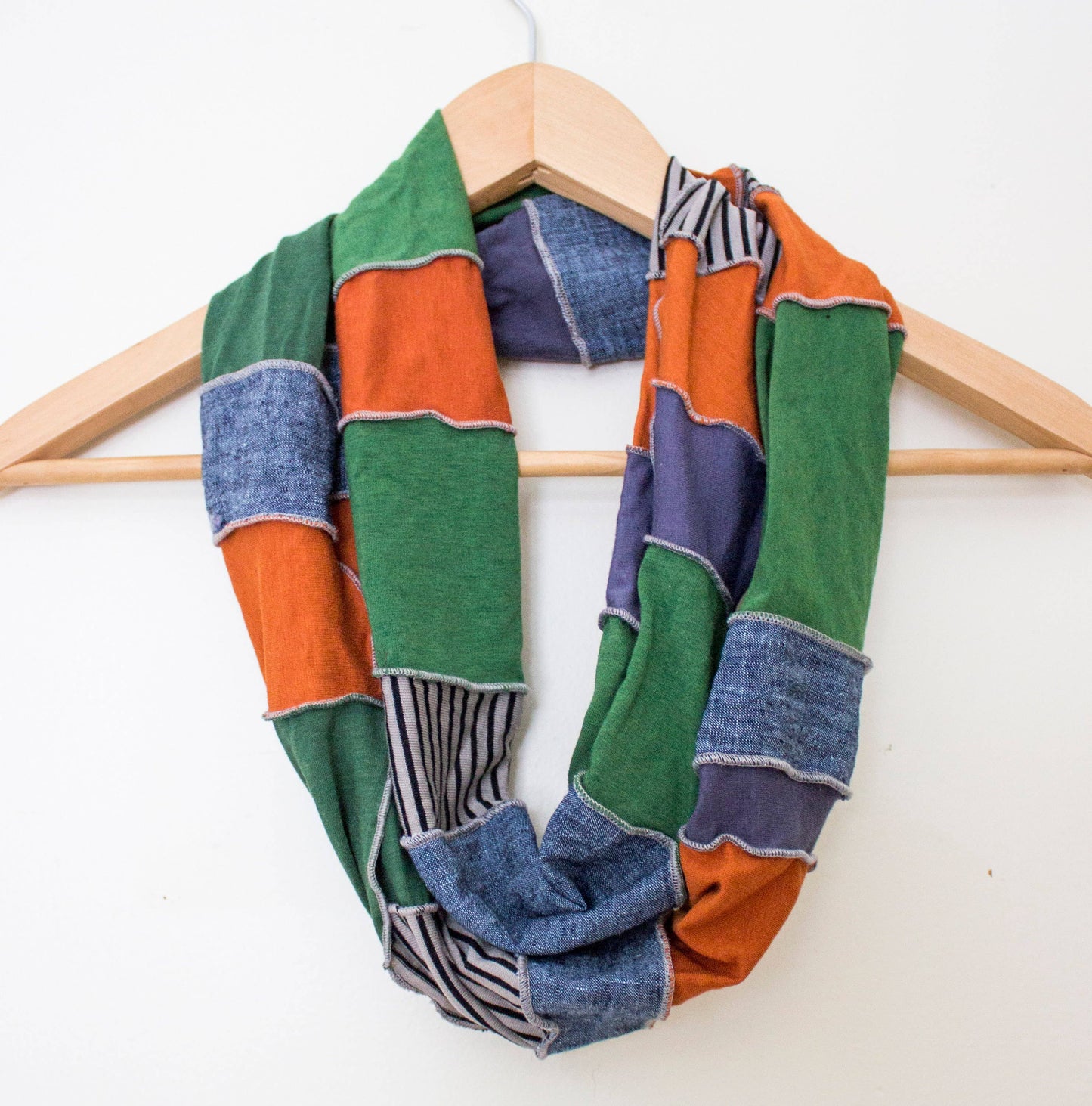 Infinity Scarf in Organic Hemp and Upcycled Fabrics
