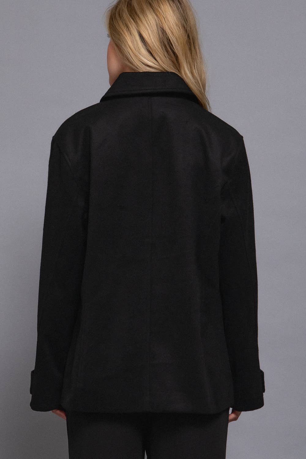 Long Sleeve Front Concealed Button with Flap Soft Felt Coat