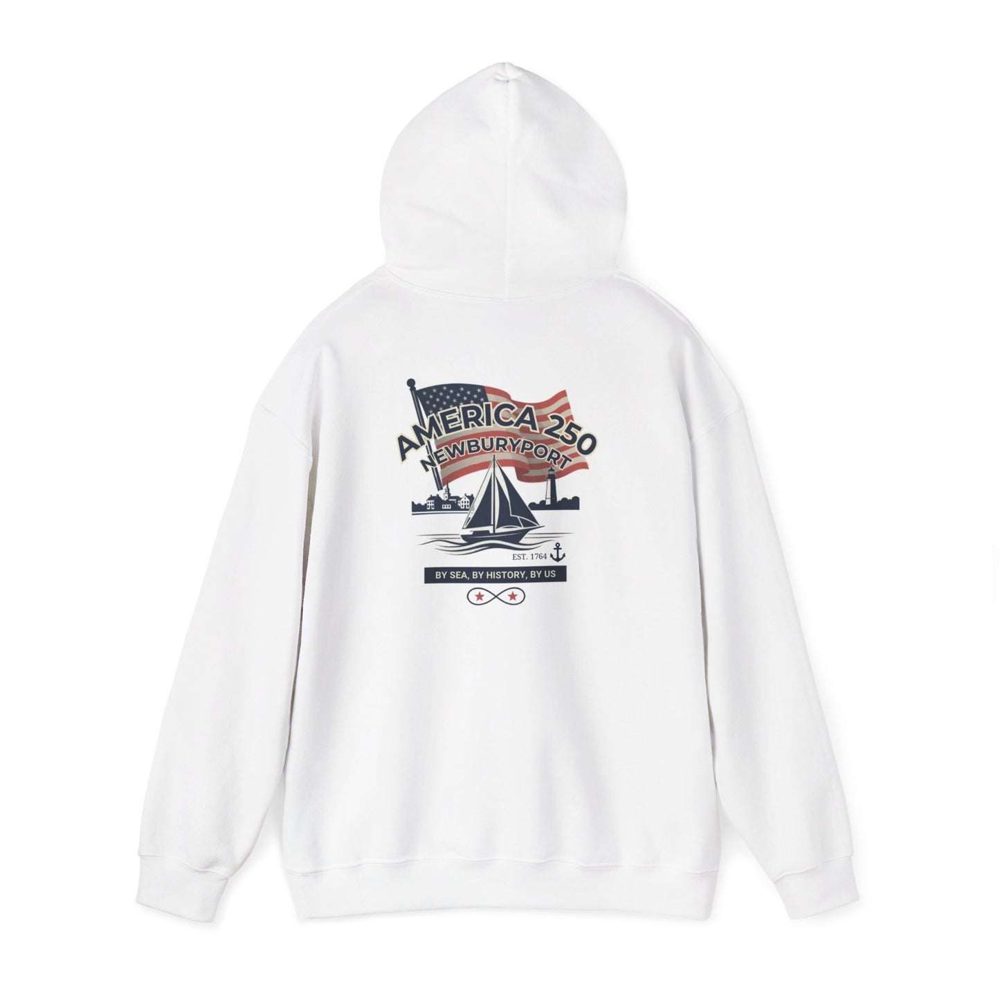 America 250 Newburyport Sailing Hoodie — Patriotic Nautical Sweatshirt