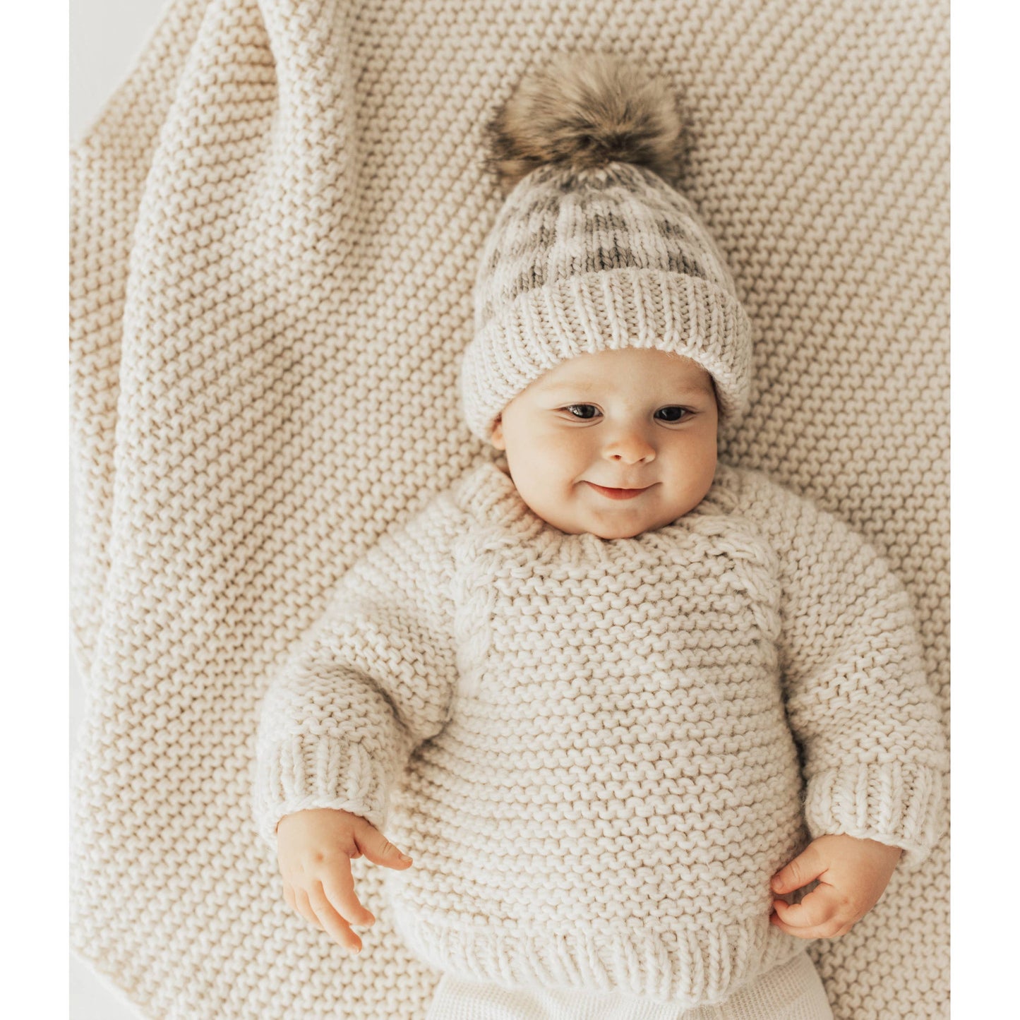 Garter Stitch Crew Neck Sweater Natural Baby & Toddler