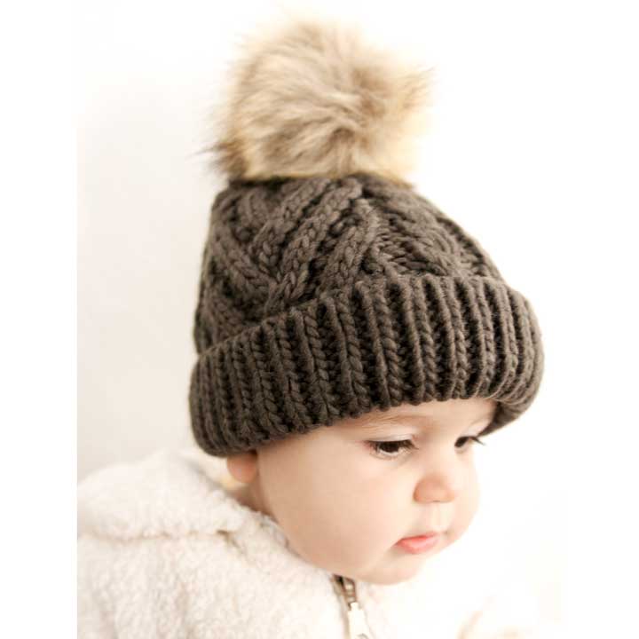 Loden Green Pop Pom Pom Beanie Hat Baby & Kids