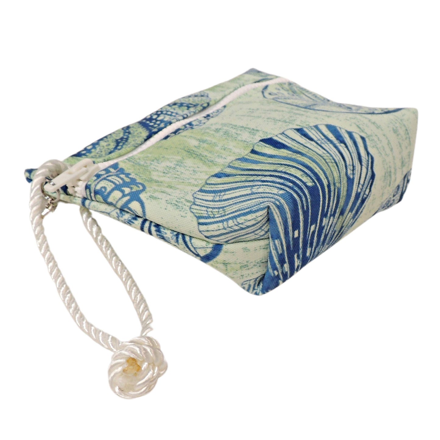 Wristlet, Blue Seashells on Green