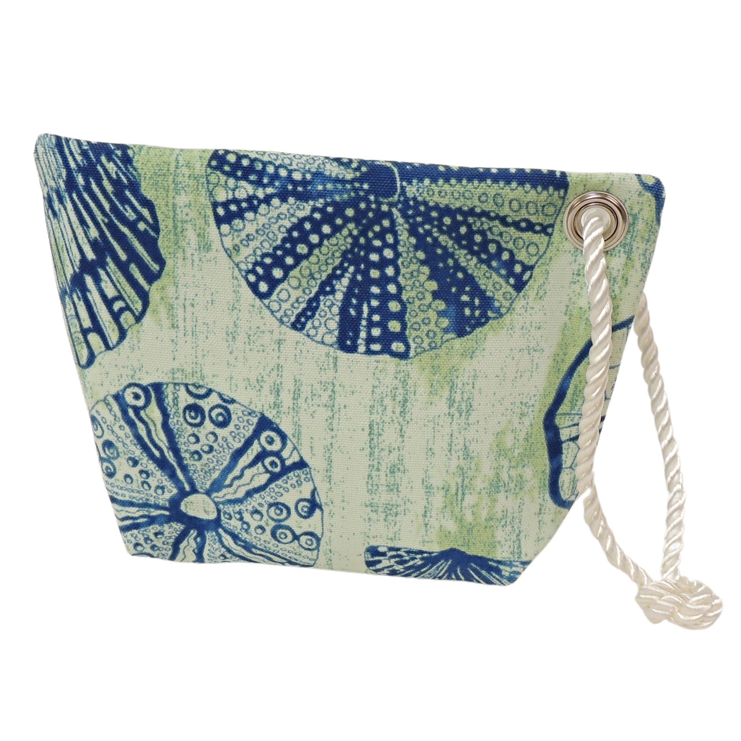 Wristlet, Blue Seashells on Green