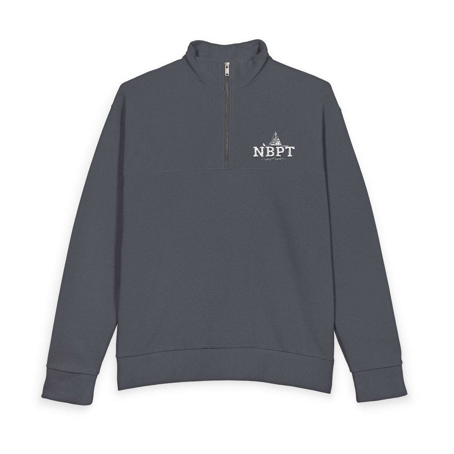 NBPT Men's Quarter-Zip Pullover — Minimal Linear Texture with NBPT Chest Logo