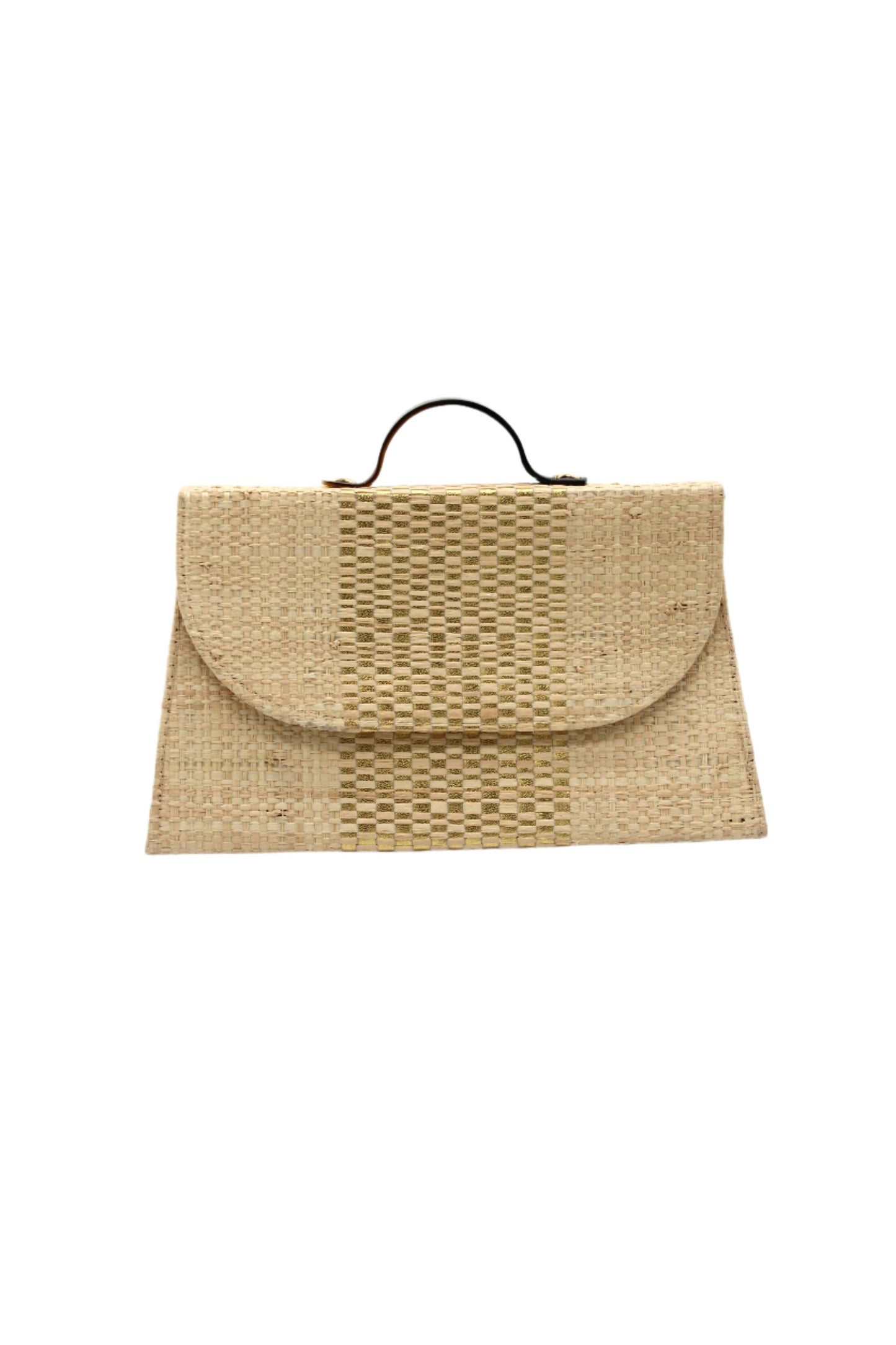 Wynwood Straw Handbag with Metallic Detailing & Horn Handle