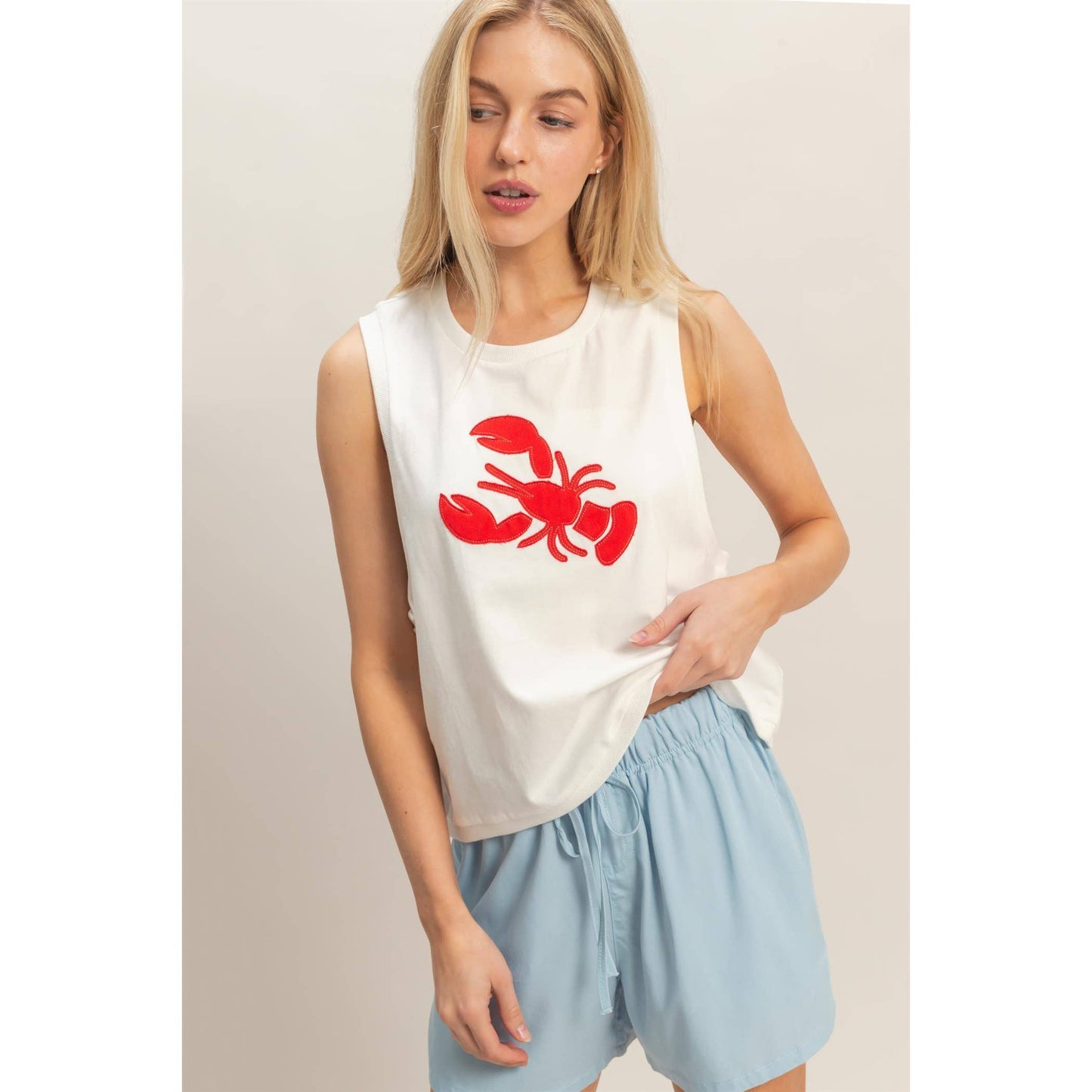 Sleeveless Tank With Lobster Patch