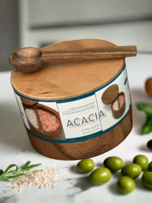 Divided Wood Salt Box with Swivel Lid and Magnetic Closure