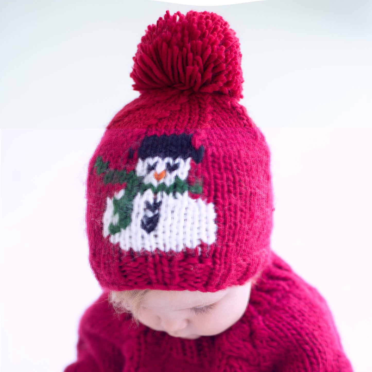 Frosty Snowman Ruby Red Beanie Hat
