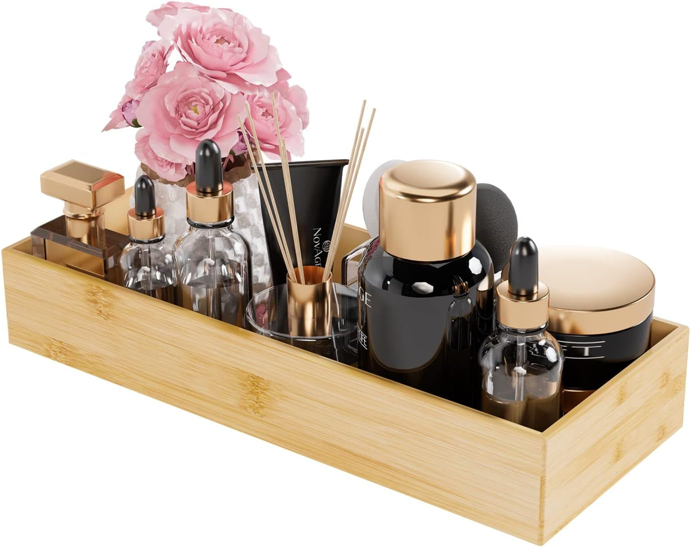 Bathroom Vanity Tray Organizer Bamboo