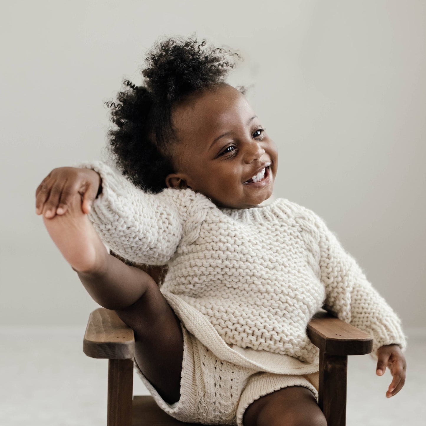 Garter Stitch Crew Neck Sweater Natural Baby & Toddler