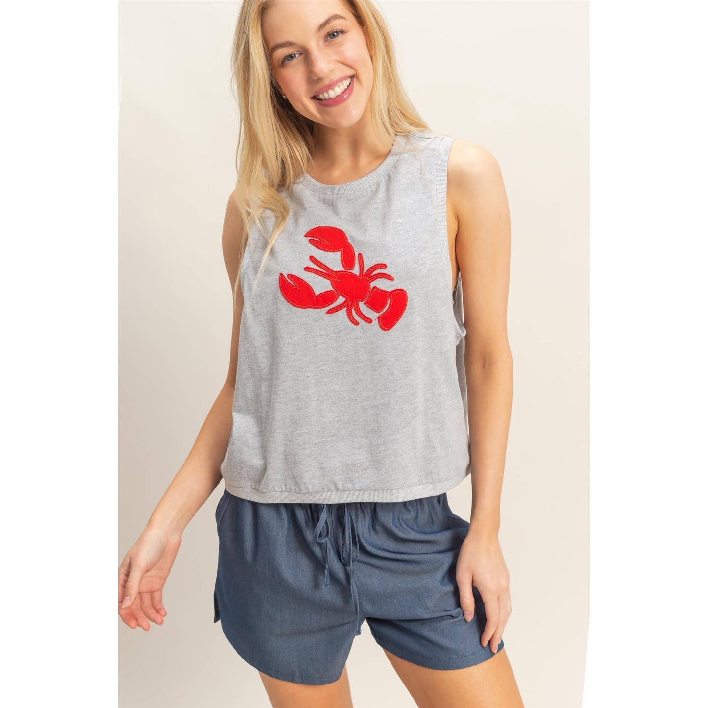 Sleeveless Tank With Lobster Patch