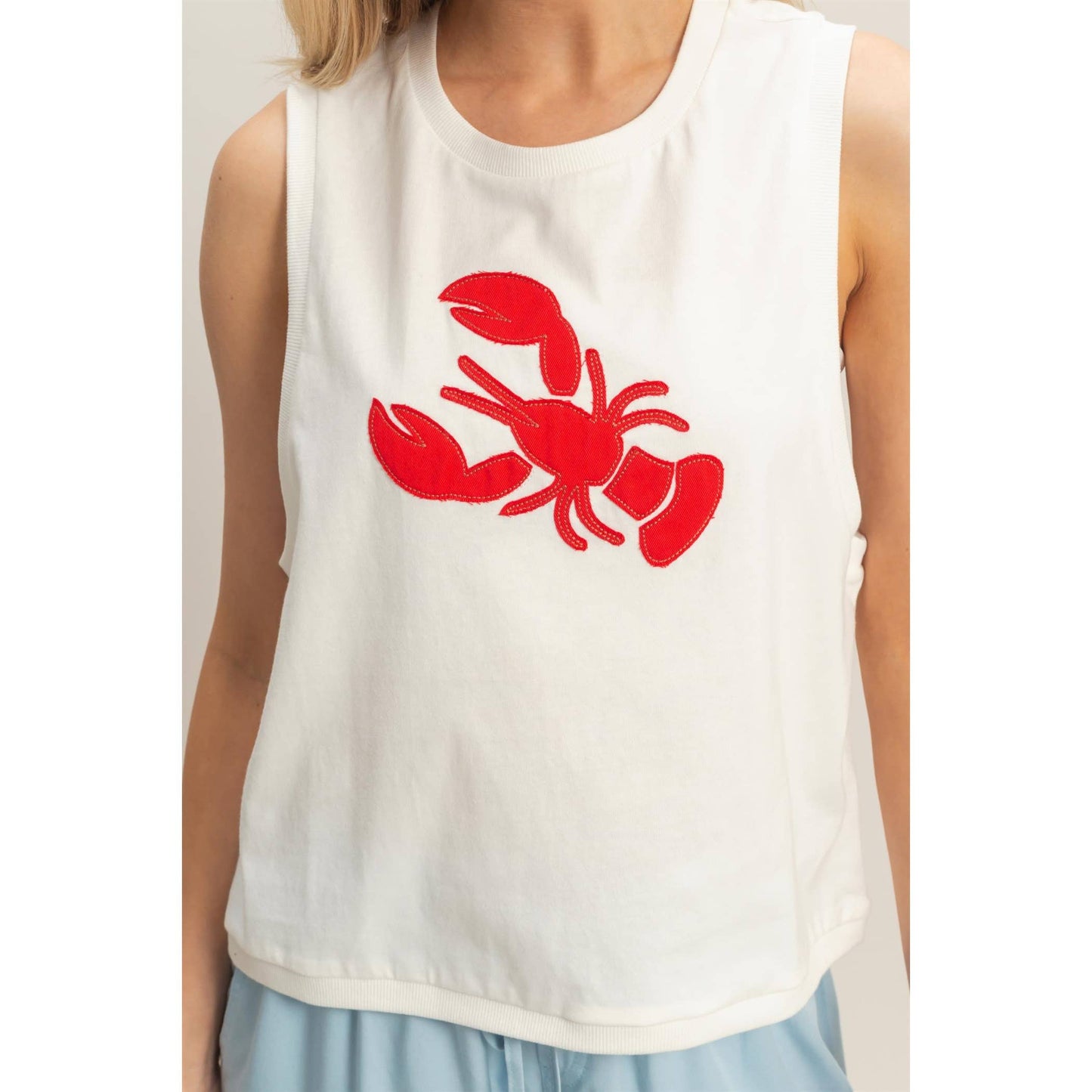 Sleeveless Tank With Lobster Patch