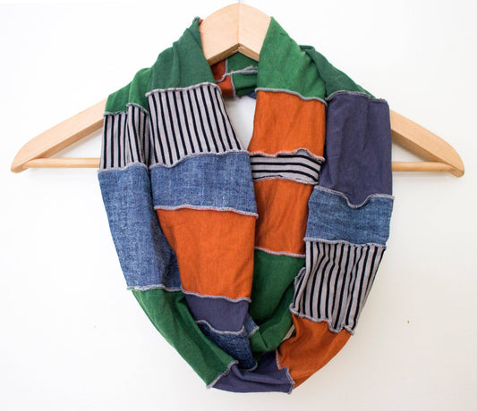 Infinity Scarf in Organic Hemp and Upcycled Fabrics