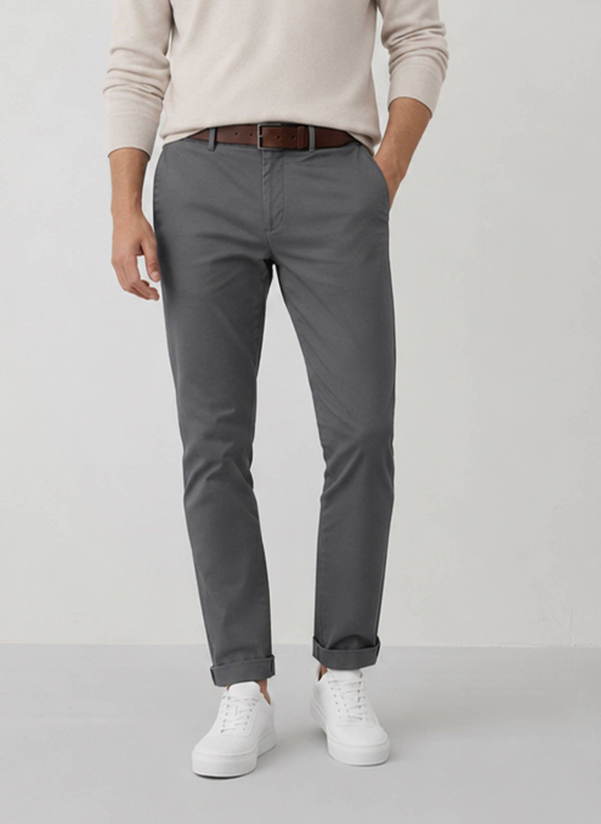 Hawks Bay New Chino Stretch Twill Pants (COOL CHARCOAL GRAY)