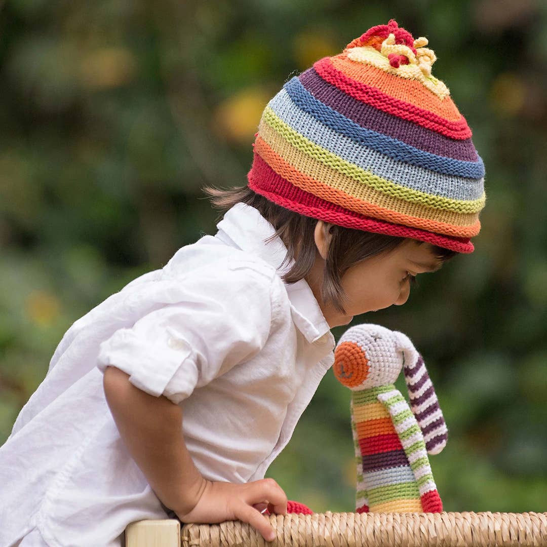 Handmade Rainbow Stripey Baby Beanie Hat