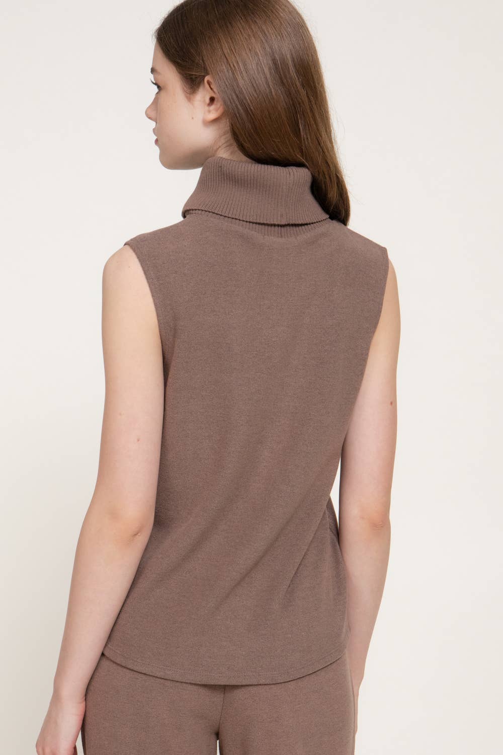 Sleeveless Turtle Neck Soft Knit Top