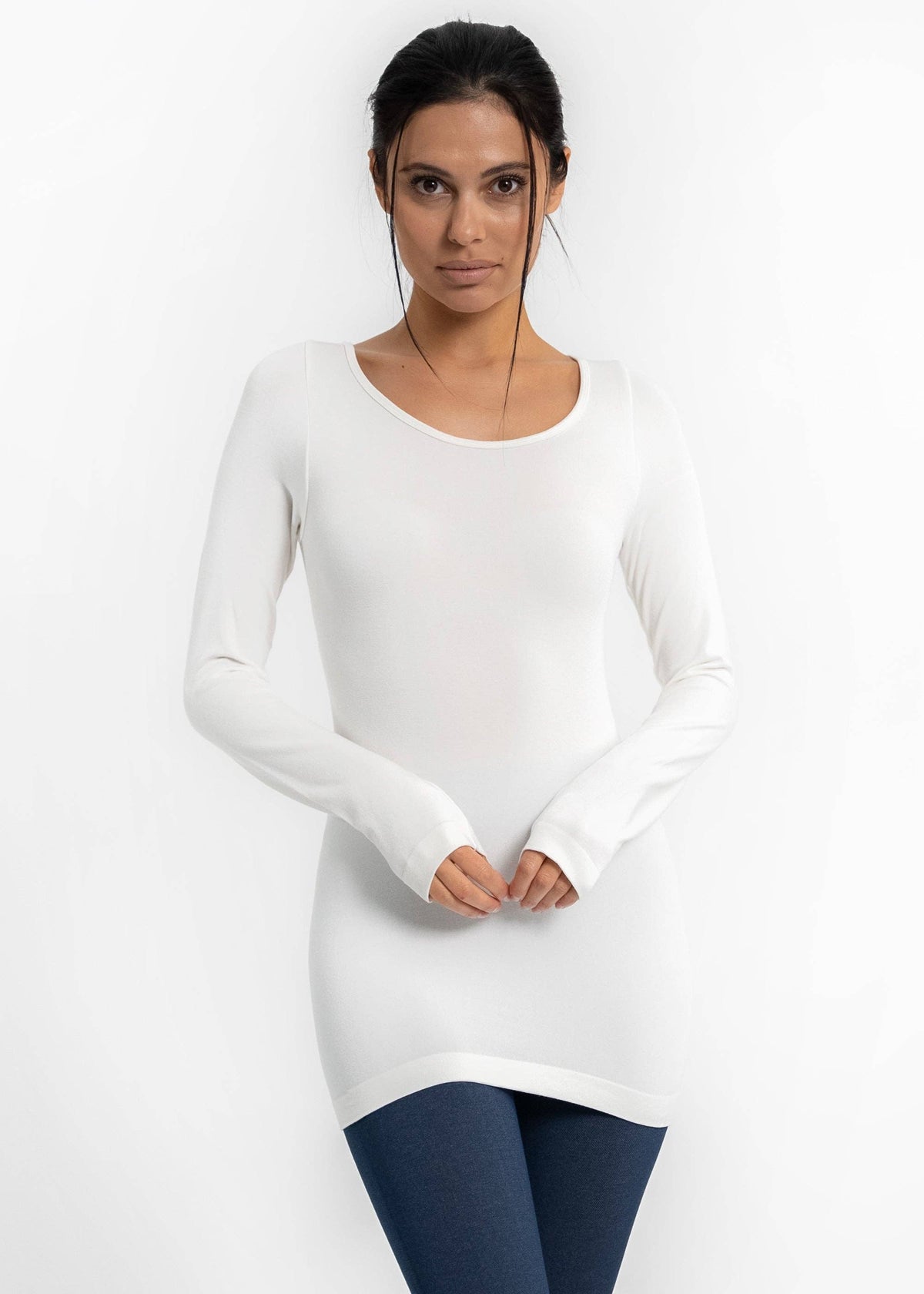 Reversible Long Sleeve: White / Curvy