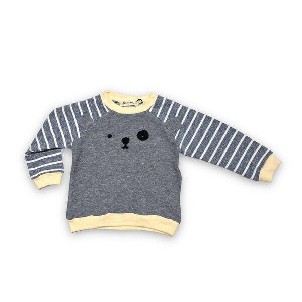 *LITTLE WHO* Bear Face Stripy Sweatshirt