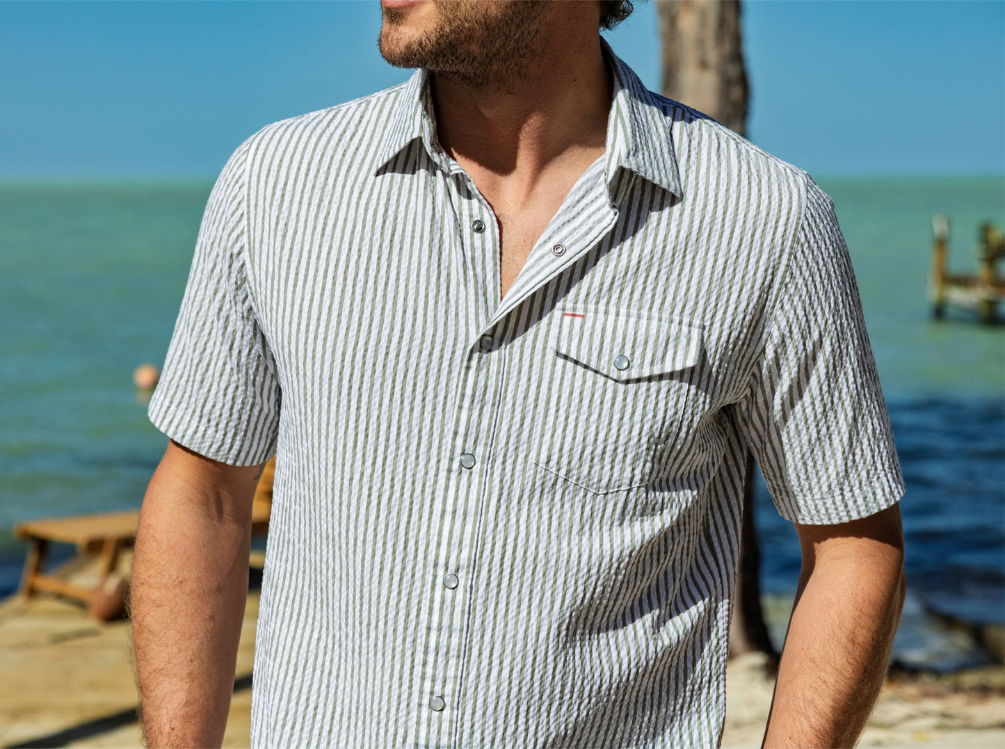 Short Sleeve Performance Pearl Snap - Seersucker
