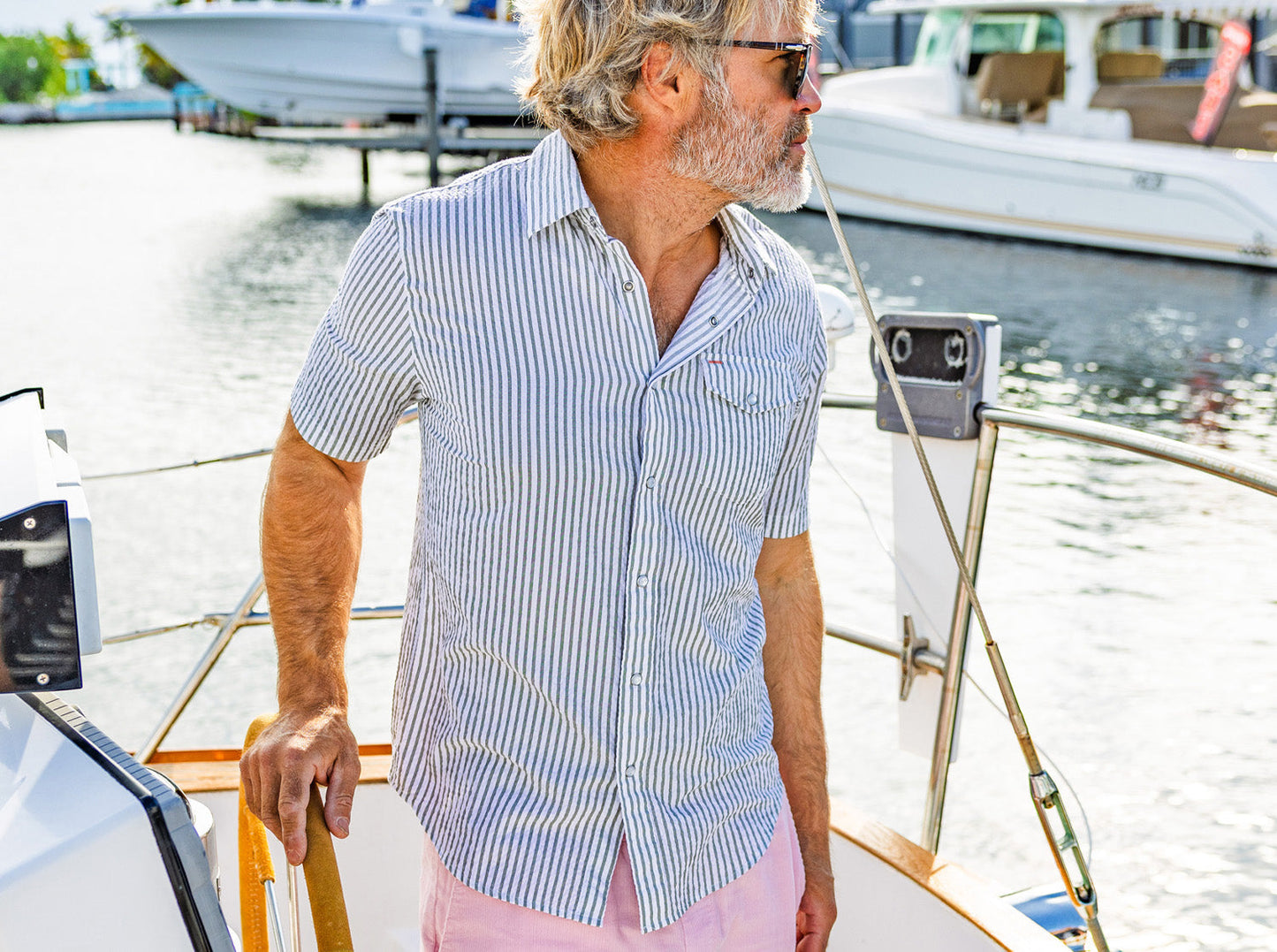 Short Sleeve Performance Pearl Snap - Seersucker