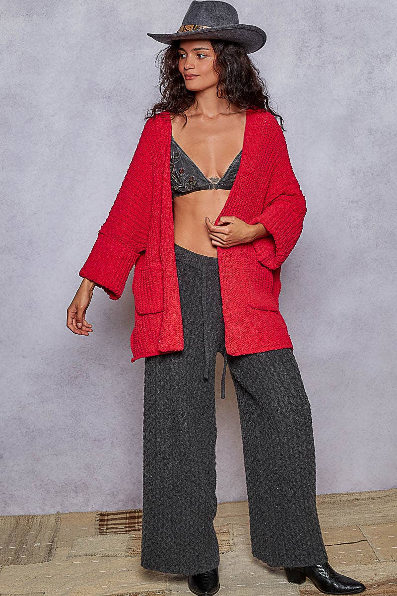 Long sleeve pockets solid sweater cardigan