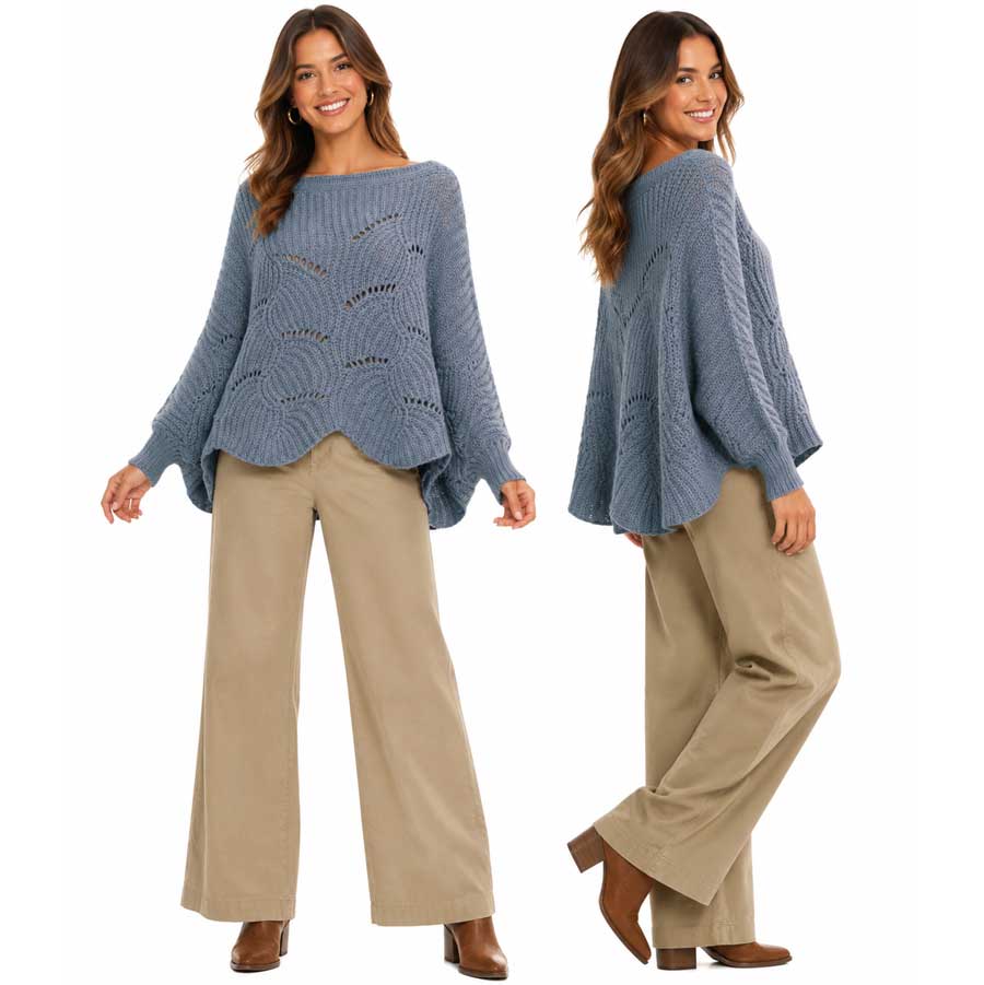 Sweater Poncho with Sleeves
