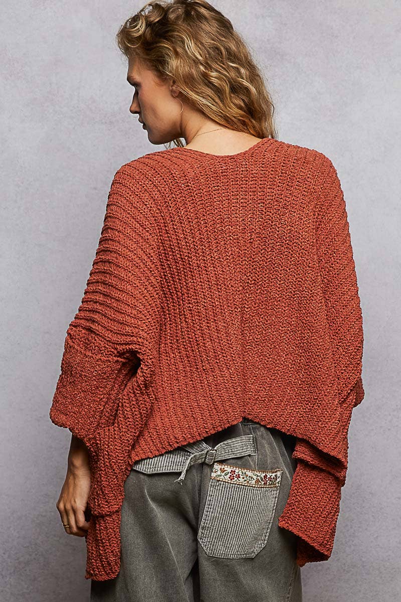 Long sleeve pockets solid sweater cardigan